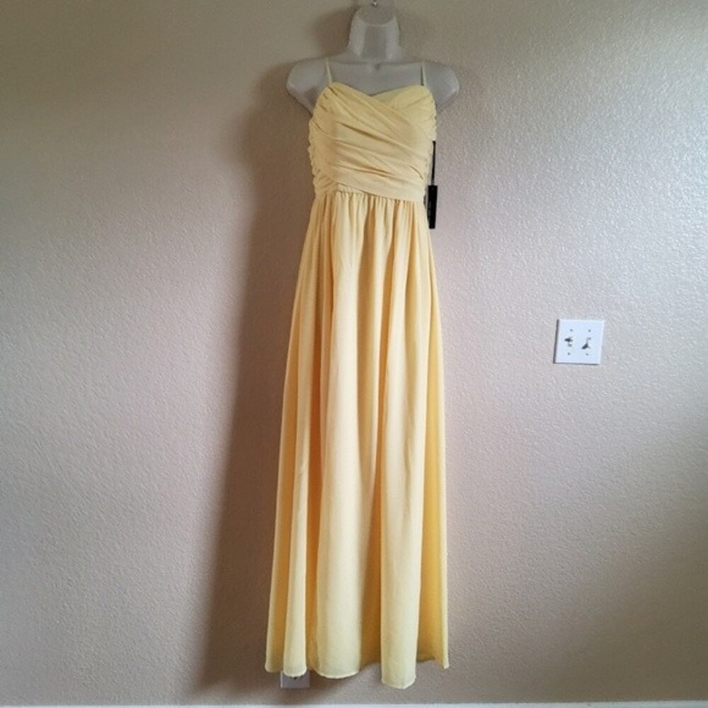 Lulu's Chiffon Maxi Bridesmaids Dress M Yellow